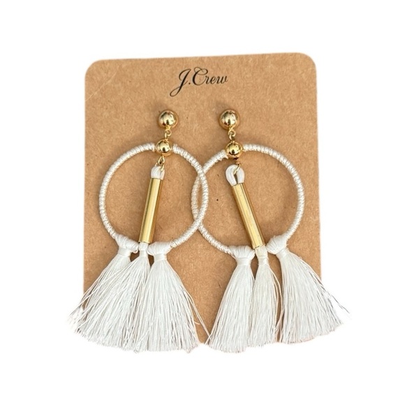 J. Crew Gold and White Tassel Earrings - Picture 1 of 7